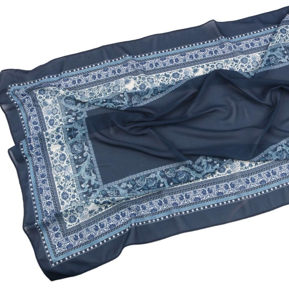 

Принт Этнический Стиль Шарф Длинный Исламский Тюрбан Модные Накидки Шаль Женский темно-синий