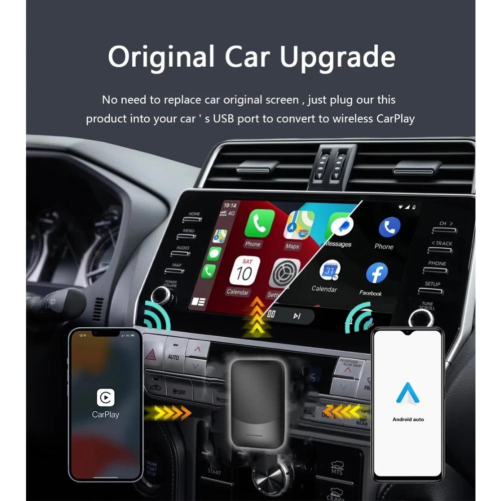 Wireless Carplay Adapter Converts OEM Wired To Wireless Carplay Dongle Plug & Play for Cars from 2017 for Apple iPhone iOS 10+