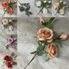 Rose Realistic Artificial Flowers Four Heads For Wedding Photo Props Home Decor