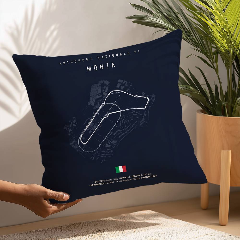 Formula 1 Imola Monaco Circuit F1 Pillow Case Plush Fabric Soft  Pillowcase Double Sided Print Cushion Cover Household Gifts