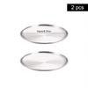 2Pcs Stainless Steel Round Plate Bone Spitting Dish Shallow Tray Metal Camping Plate Dining Disc BBQ Picnic Dishes Cookware