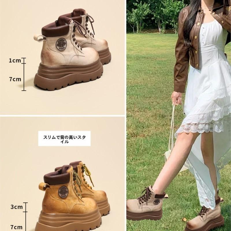 9cm High Genuine Leather Platform Women Short Boots Fashion Comfort Woman Mid Calf Ankle Boot Thick Sole Women Shoes Botas Mujer