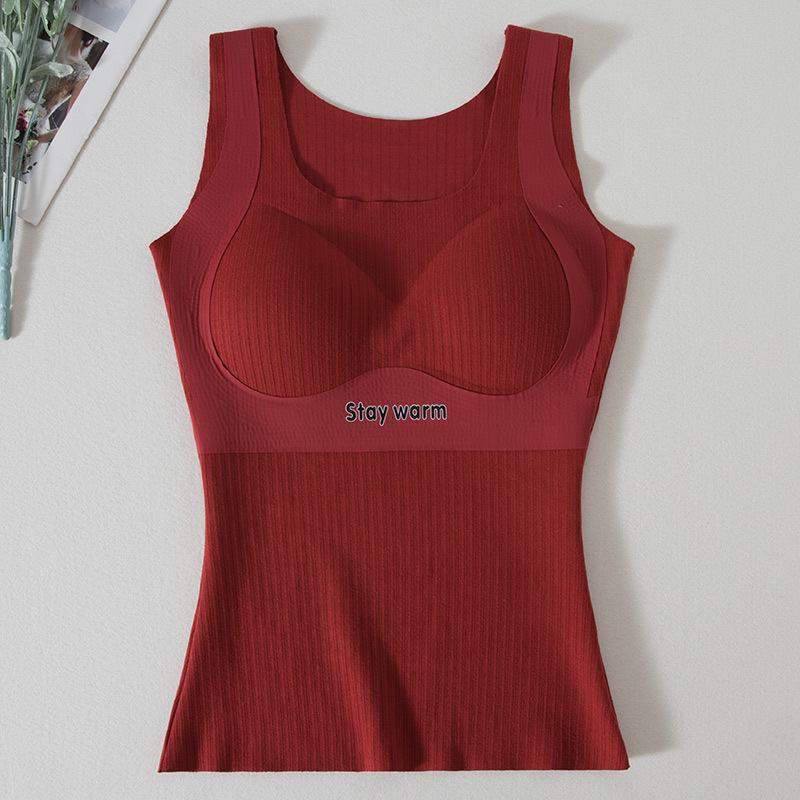 Damen Fleecegefütterte Schlankheitsweste mit eingebautem BH - Nahtlose Basisschicht für Herbst/Winter