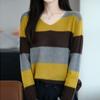 NaVaVa Women Bicolor Striped V Neck Long sleeVe Knit Top Nk3205