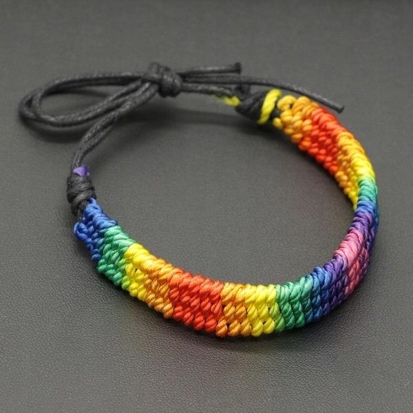 Rainbow Bracelet On A String Rainbow Lgbt String Unisex