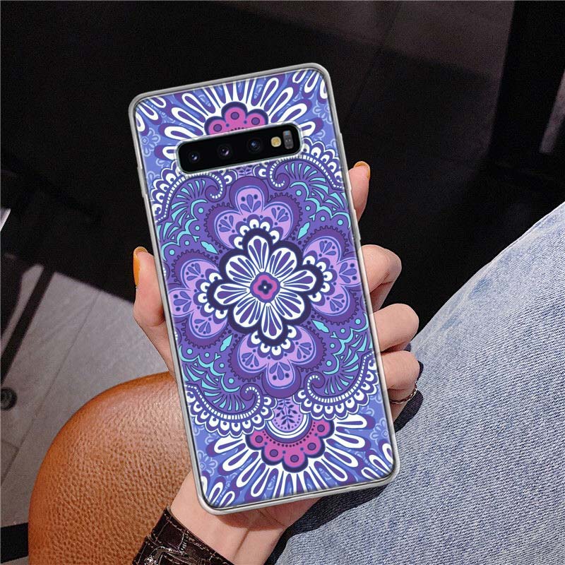 Totem Mandala Colorful Flower Cover Phone Case For Samsung Galaxy S10 Plus S20 FE S21 S22 Ultra S10E S9 S8 + S7 Edge J4 Housing