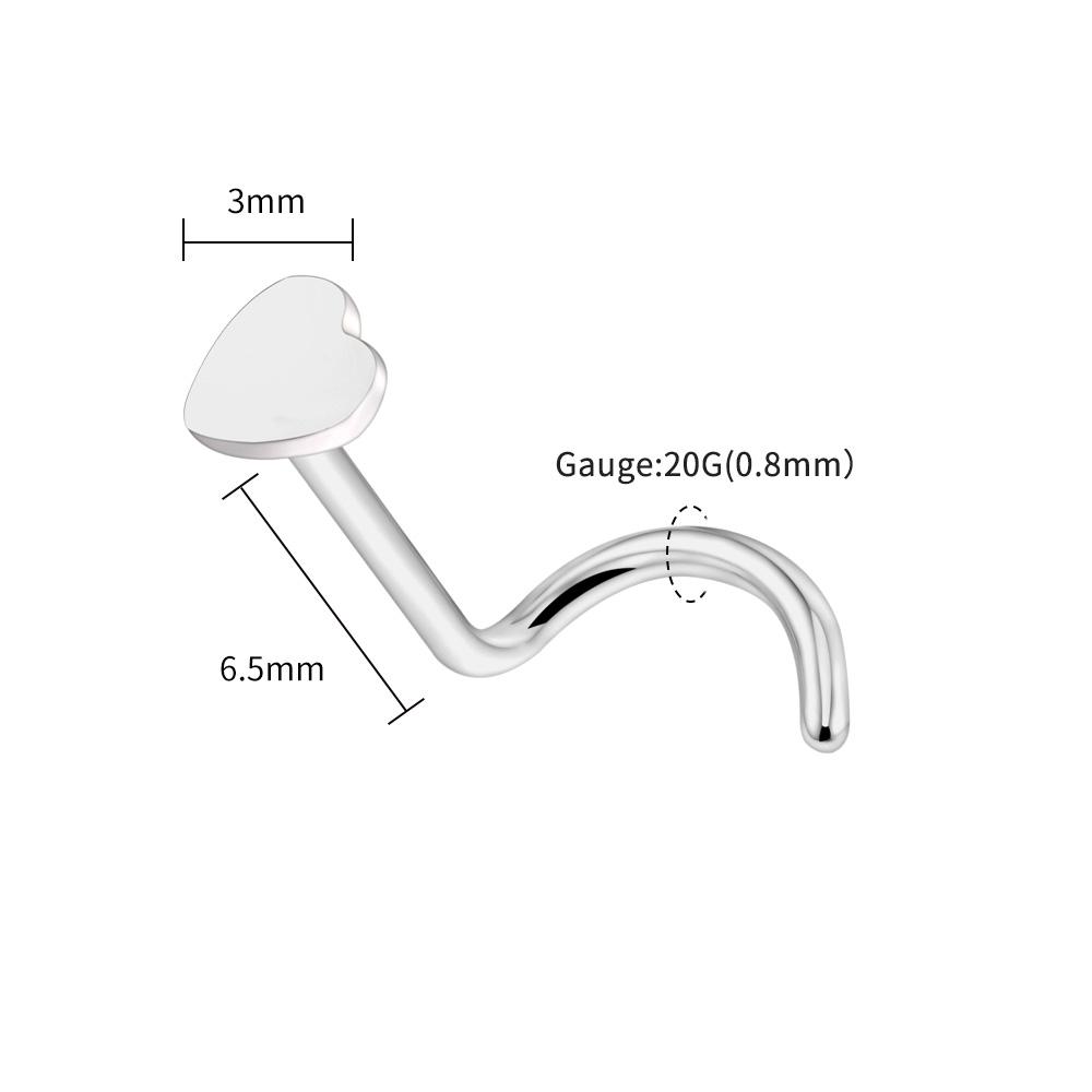 Right Grand ASTM F136 Titanium 20G Nose Stud Ring Hypoallergenic CZ/Ball/Heart/Star Corkscrew Nose Nostril Body Piercing Jewelry