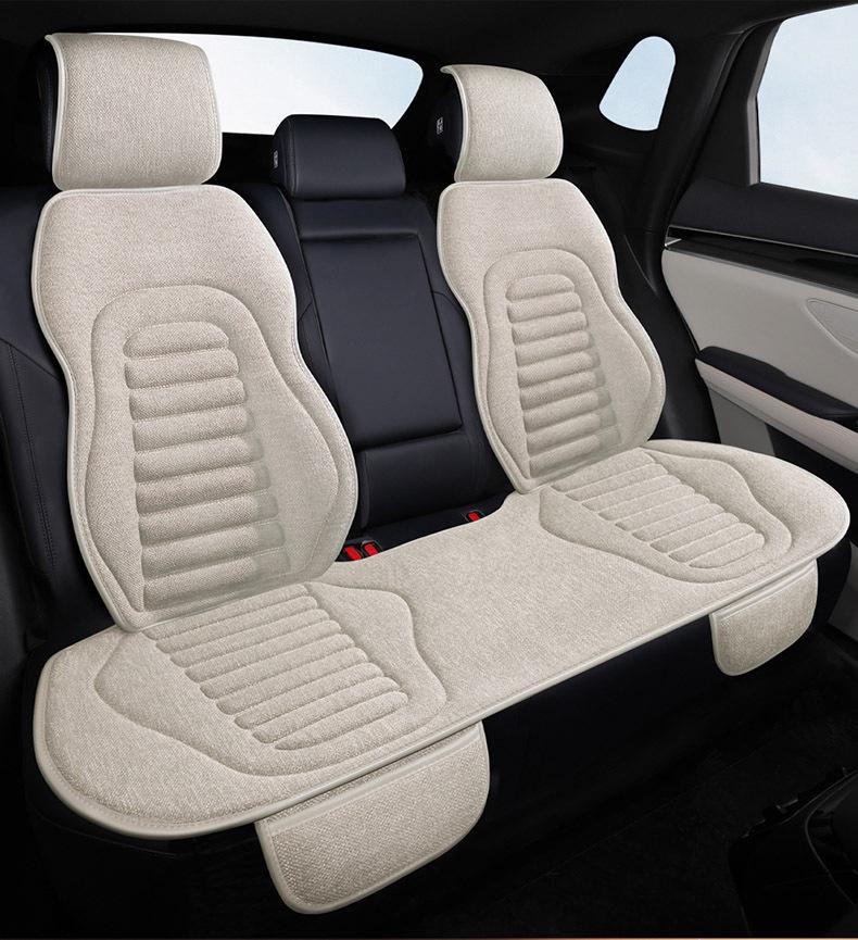 Universelles Vier-Jahreszeiten Leinen Autositzkissen - Atmungsaktiv, Halbumschließende Satteldecke für den Sommer