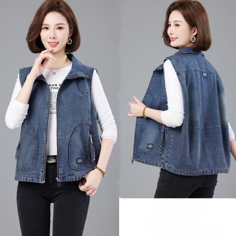 Women's Denim Vest Short Style Spring and Autumn Middle-aged Mother Loose and Casual Vest