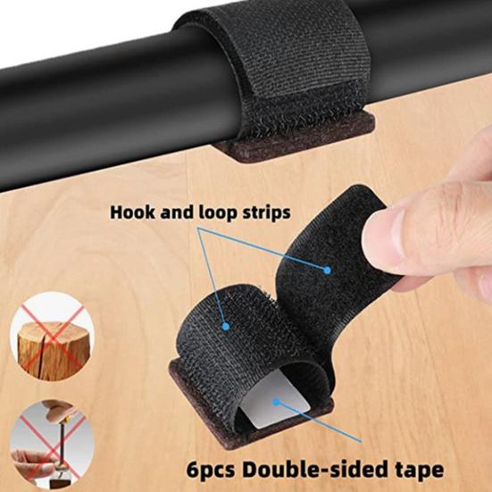6Pcs Felt Furniture Pad with Hook And Loop Fastener Wrap-Around Prevent Floor Scratches Chair Sled Floor Glides Tubing Protector Home Supplies
