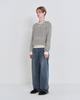 Pokeopeiseu Cable Stripe Henley Neck Knit Ivory