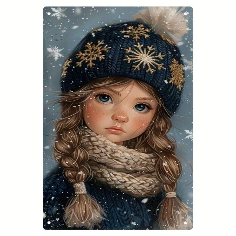 Зимняя девочка Декоративная стальная панель для детской комнаты Гостиной Стена