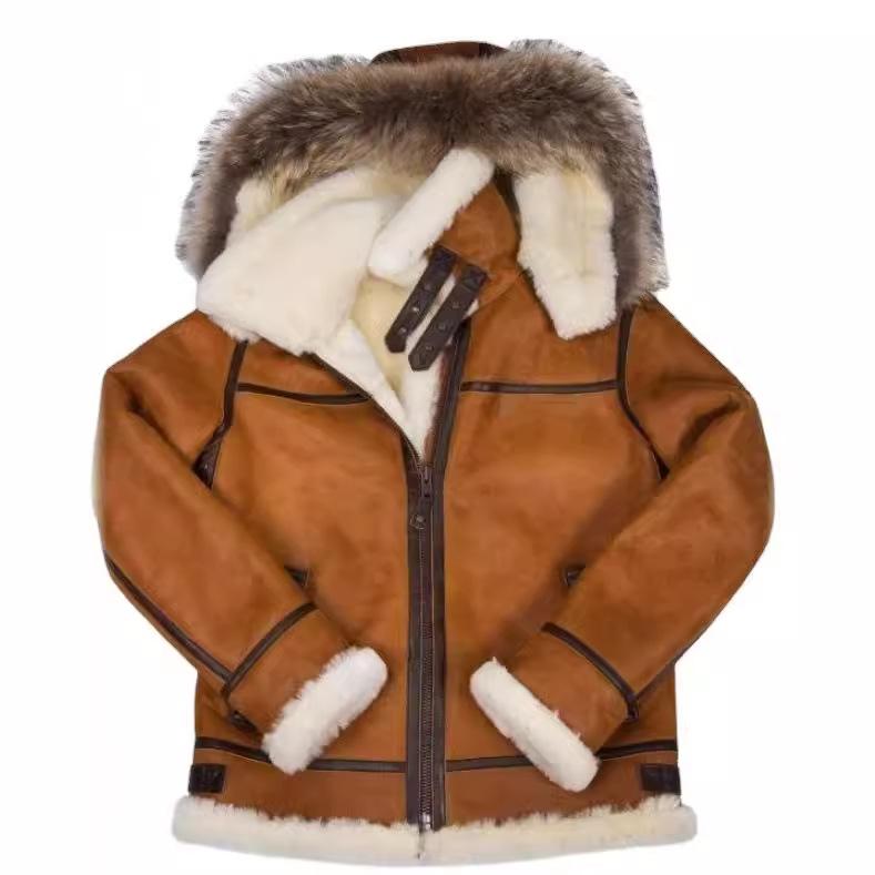 Winter Youth Solid Color Fur Integrated Jacket Without Belt Integrated Casual Zipper Coat