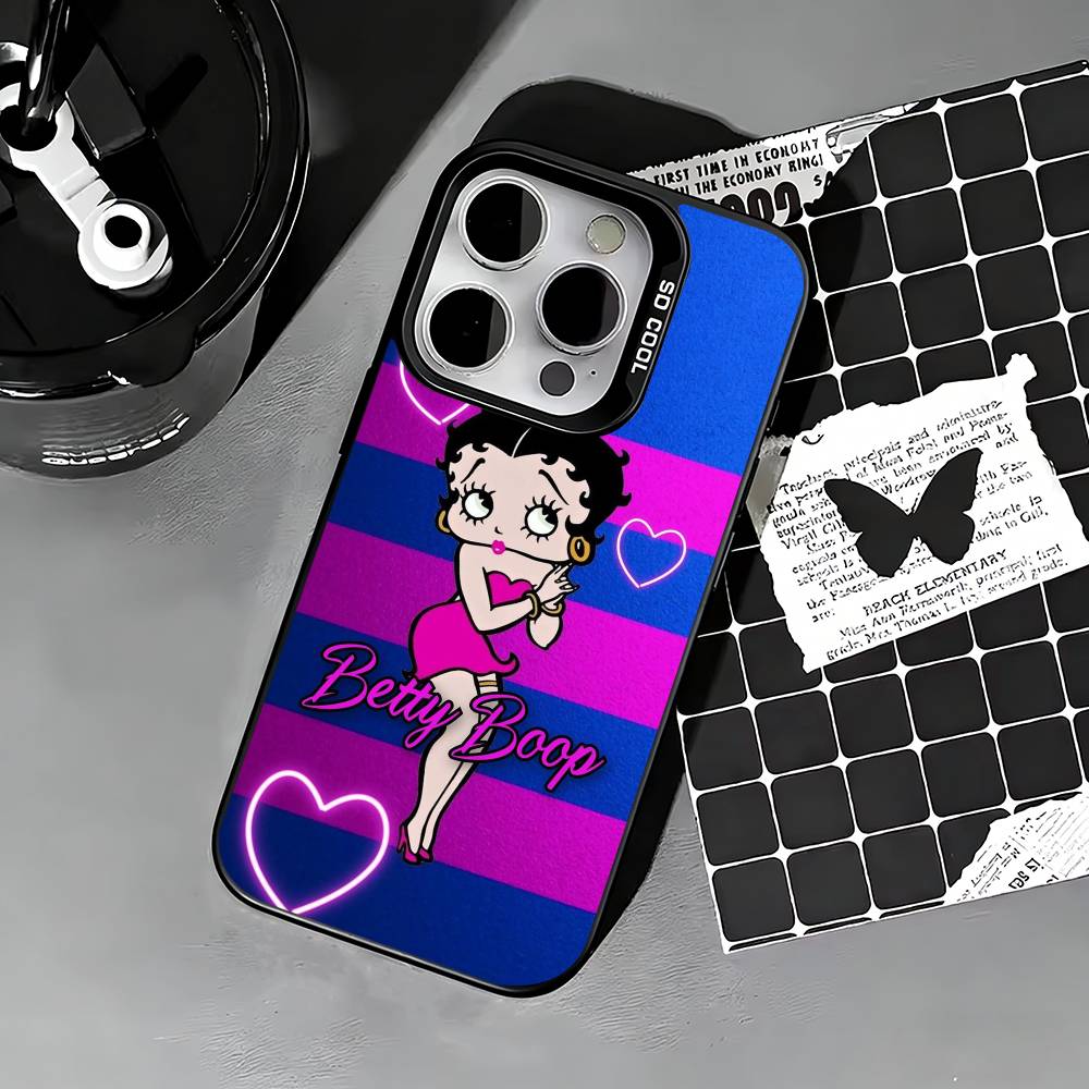 B-Betty Niedliche B-Boop Handyhülle Für iPhone 17,16,15,14,13,12,11 Plus,Pro Max,XS,Farbige silberne Handyhülle