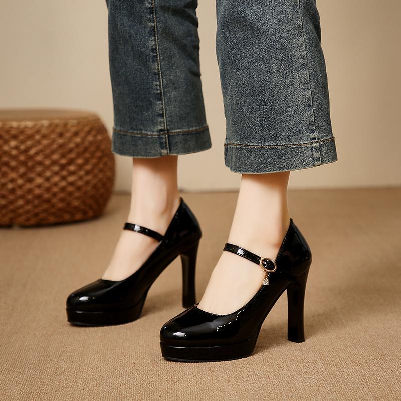 Fashion Women Pumps Spring New Fashion Buckle High Heels Shoes Women Solid Platform Heels Women Wedding Shoes Bride Zapatos De Mujer