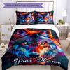 3PC Custom Name Wolf Spirit Artwork Bedding Set Duvet Cover Closure Includes 1 Duvet Cover & 2 Pillowcases for Bedroom