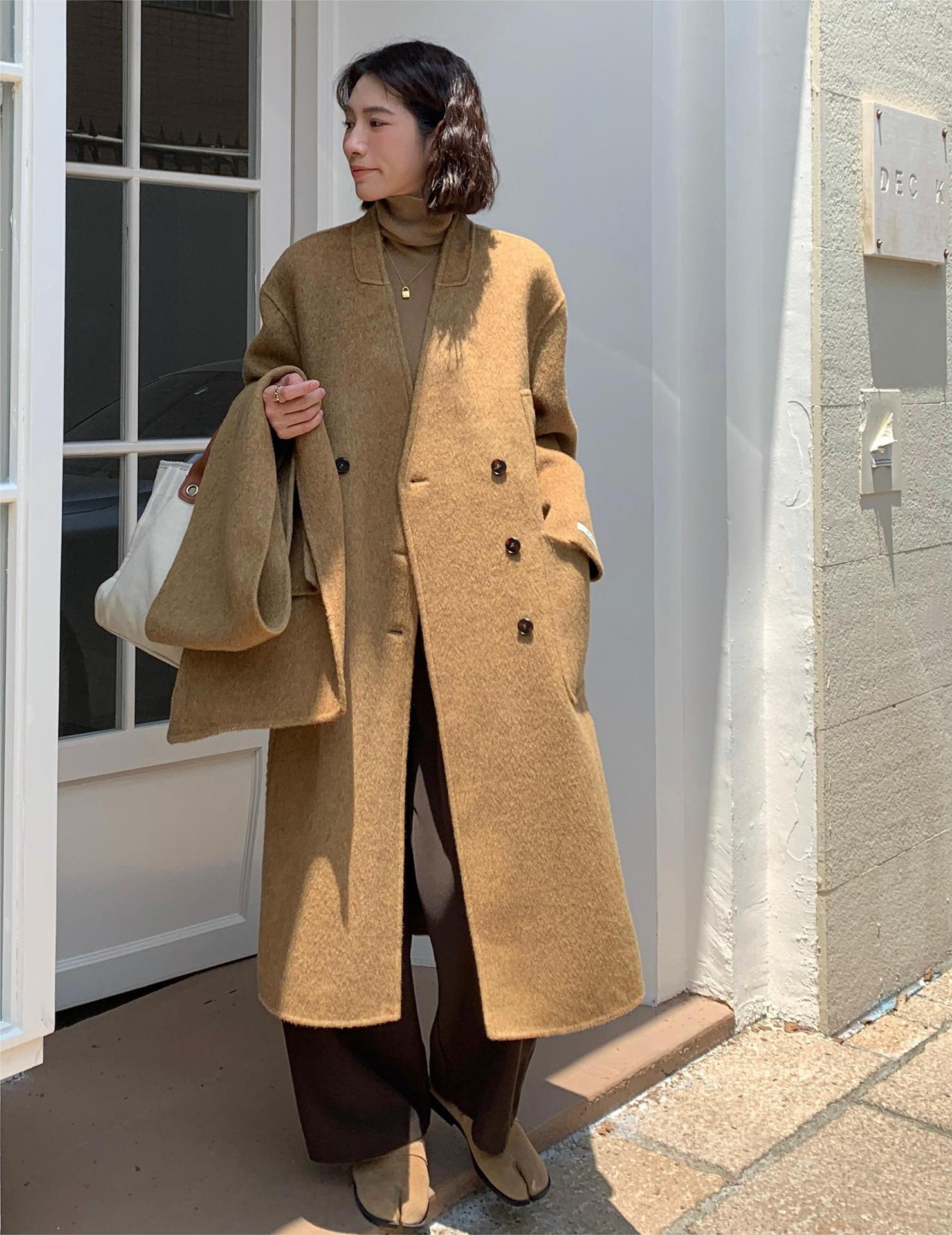 

Высококлассное атмосферное пальто из шерсти с шарфовым воротником, женственное, универсальное, осенне-зимнее, атмосферное шерстяное пальто M