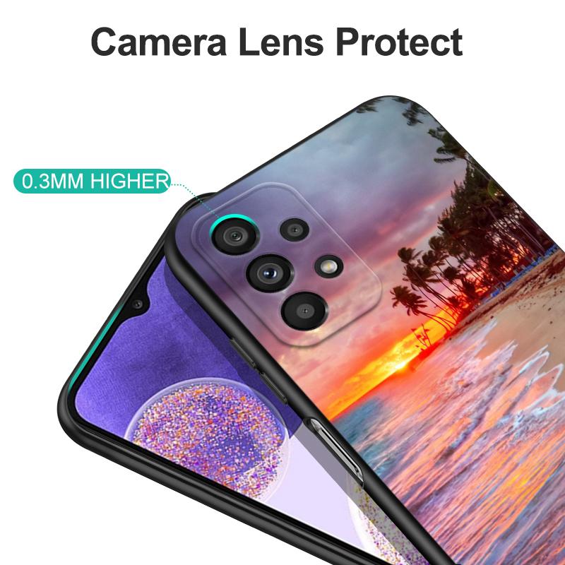 Husă neagră TPU pentru Samsung Galaxy S22 S20 S21 FE PLUS ultra+S10 E lite capac spate Palmier de vară