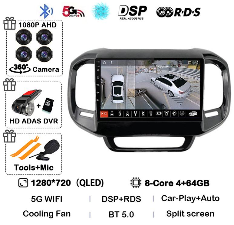 Android 14 Carplay Car Radio For FIAT Toro 2017 2018 2019 2020 2021 Auto Multimedia Video Player GPS Stereo 4G WIFI 360 Camera