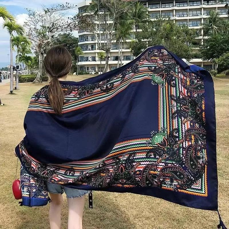 90x180cm Bikini Bathing Swimwear Cover Up Sarong Wrap Scarf Twill Cotton Pareo Beach Cover-Ups Women Large Beach Dress