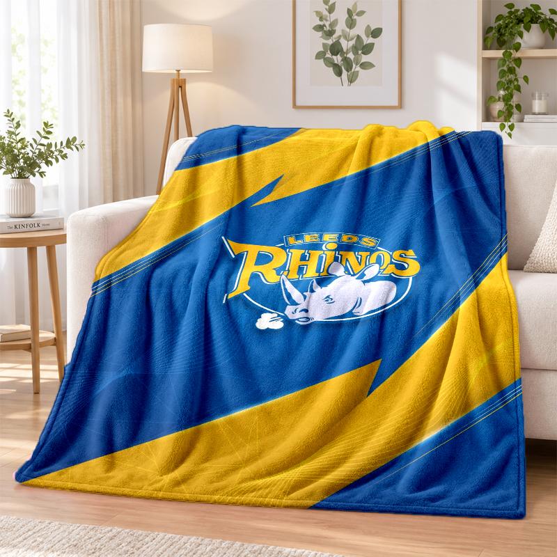 Leeds Rhinos Bedruckte Flanelldecke Warmer Komfort Tagesdecke für Innenbereich Heimdekoration