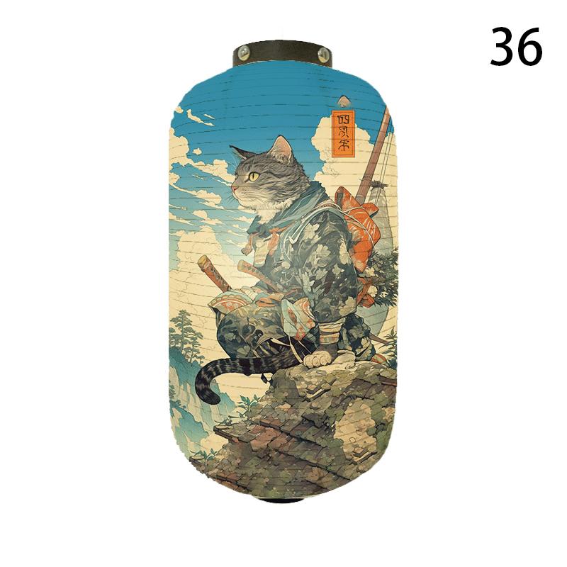 20x35cm Japanese Kimono Samurai Cat Art Pattern Lantern Restaurant Izakaya Cuisine Decor Advertising Sign Ukiyo-e Cloth Lanterns