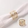 Metal Cross Hollow Sliver Napkin Buckle Wide Round Gold Napkin for Dinner Parties Dining Table Decoration