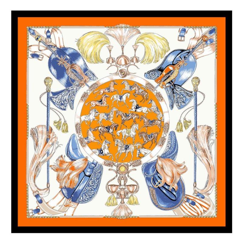 POBING Twill Silk Square Scarf Animals Print Women Scarves&Wrap Giraffe Neckerchief Spanish Foulards cachecol Large Bandana