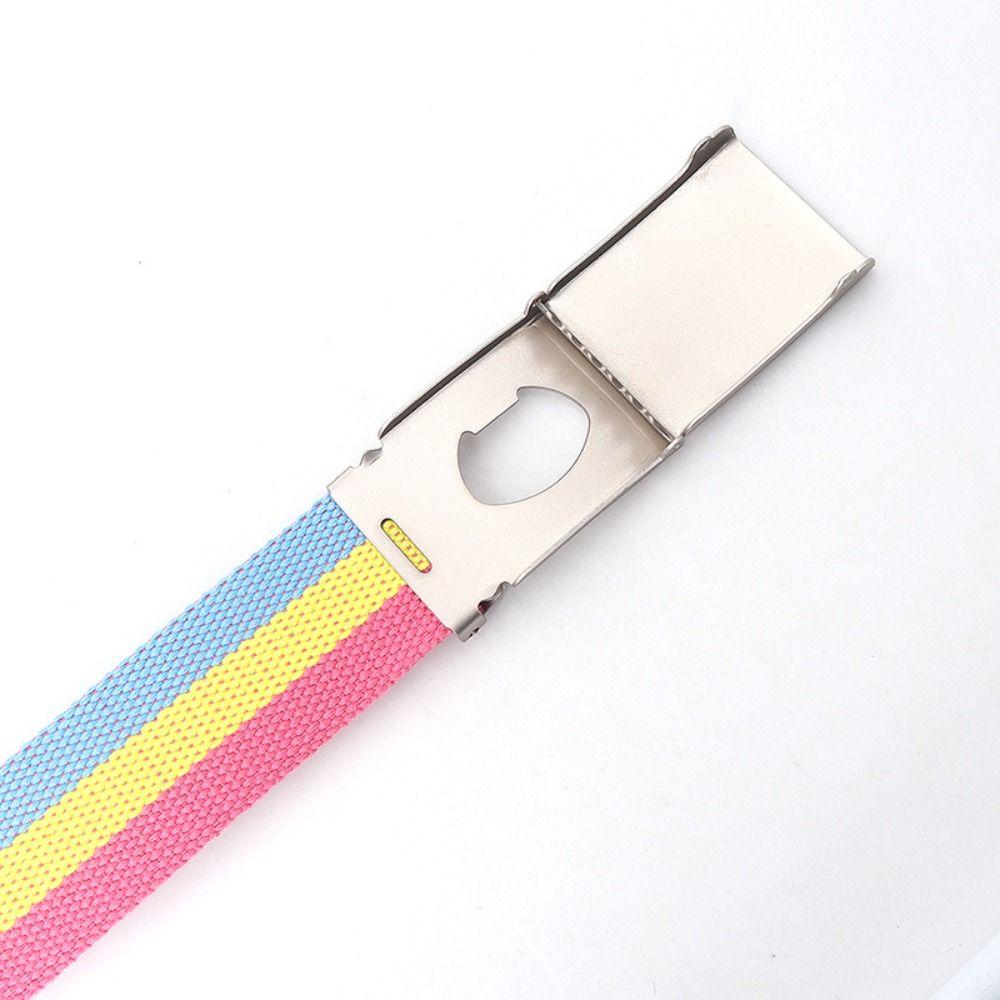120cm Metel Buckle Belt Colorful Waistband Fashion Canvas Belt  Unisex