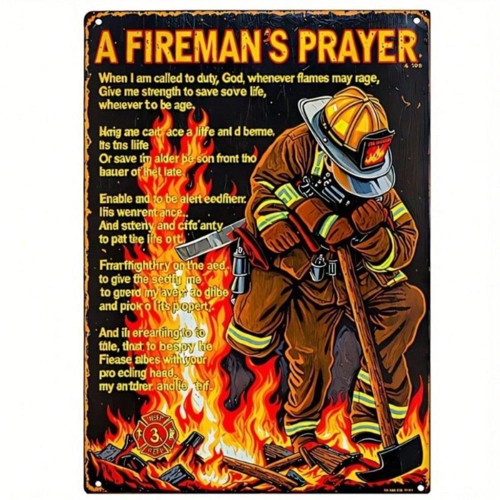 Vintage Firefighter Prayer Metal Poster Wall Art for Bar Garage Gift
