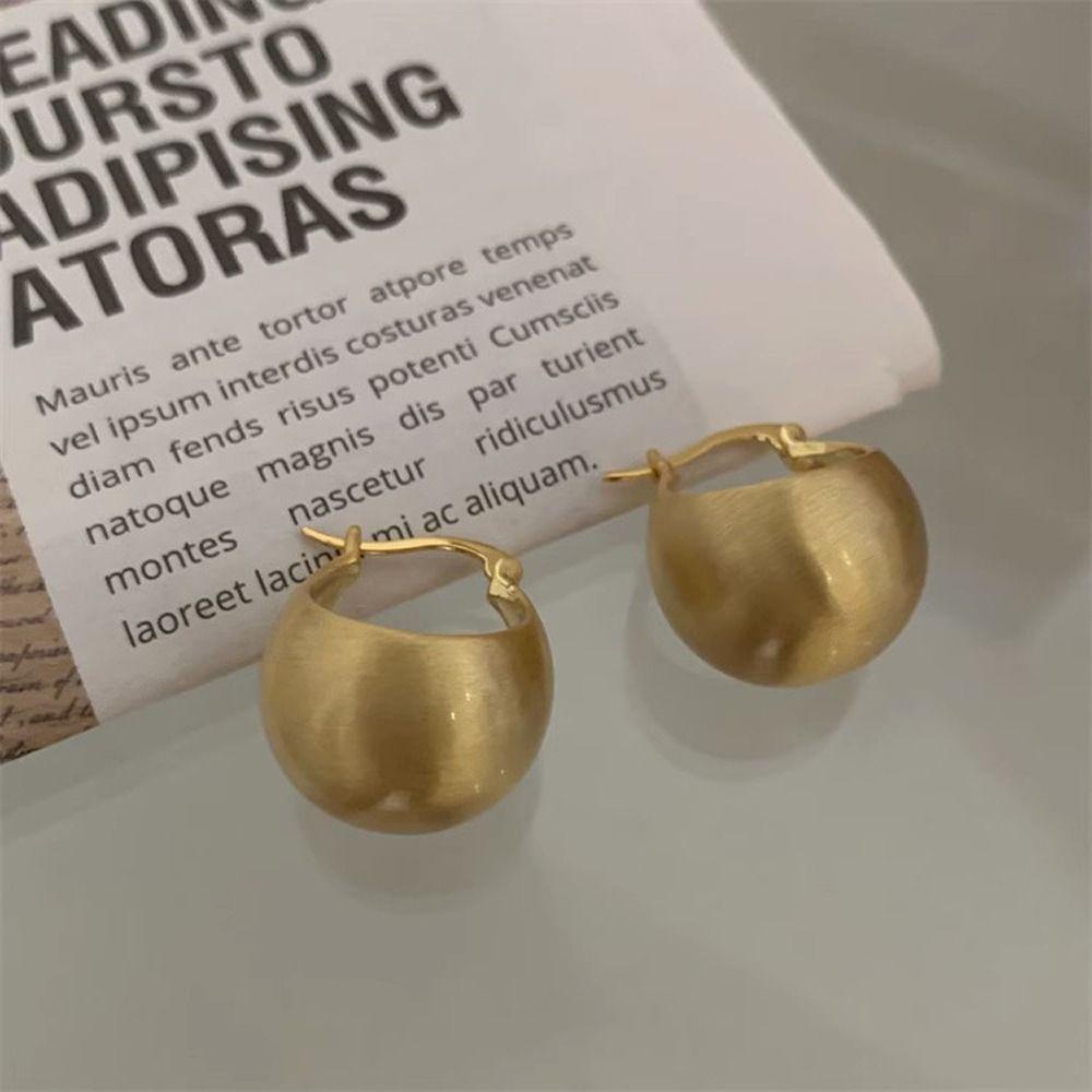Shaped Brushed Metal Trendy Stud Earrings Women Frosted Earrings Ear Buckles Korean Style Earrings