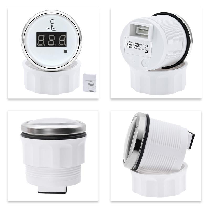 Red Light 0~120℃ Water Temp Meter+Sensor Digital Water Temperature Gauge with Alarm for Car Marine Yacht Boat 12V 24V ized