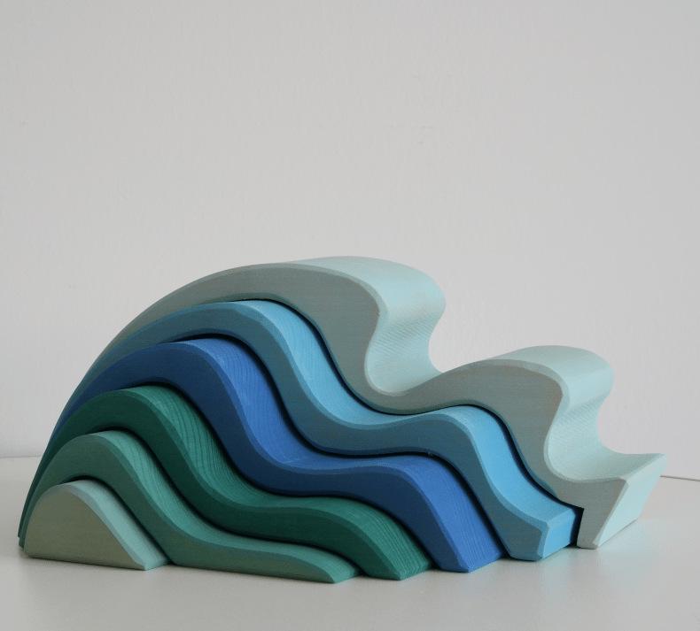 Montessori Wooden Wave Building Blocks - Educational Toy for Early Childhood Development