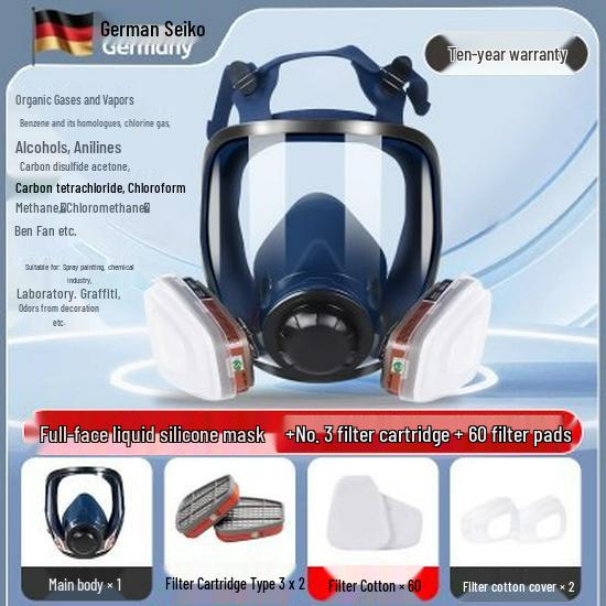Advanced Full-Face Gas Mask for Spray Painting & Chemical Protection