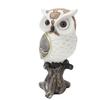 Eulenfigur Statue Harz Eule Skulptur Stehend auf Baumstumpf für Zuhause Veranda Terrasse Rasen Hof Dekoration
