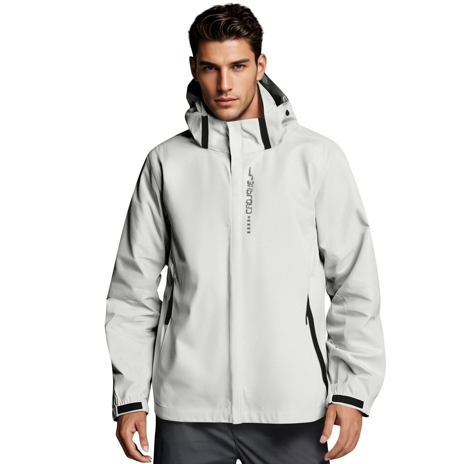 

Чоловіча однотонна смугаста дощова куртка на відкритому повітрі плюс водонепроникний дощовик з капюшоном XL білий