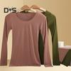 2 Pcs/Set Women Thermal Clothing Set Great Elasticity Long Sleeve Crew Neck Slim Fit Soft Warm High Waist Solid Color Top Pants Set Lady Winter