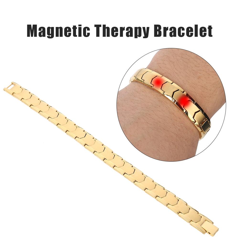 Magnettherapie-Armband aus Titanstahl, Gesundheitspflege, Geschenk, verstellbares Armband für Männer (Gold)