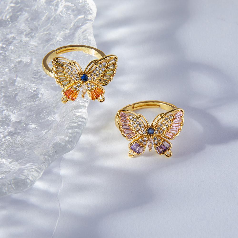 Elegant Light Luxury Zircon Butterfly Ring