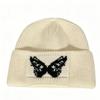 Autumn and winter butterfly jacquard big head circumference knitted hat women's retro warm wool hat street hipster curling edge cold hat