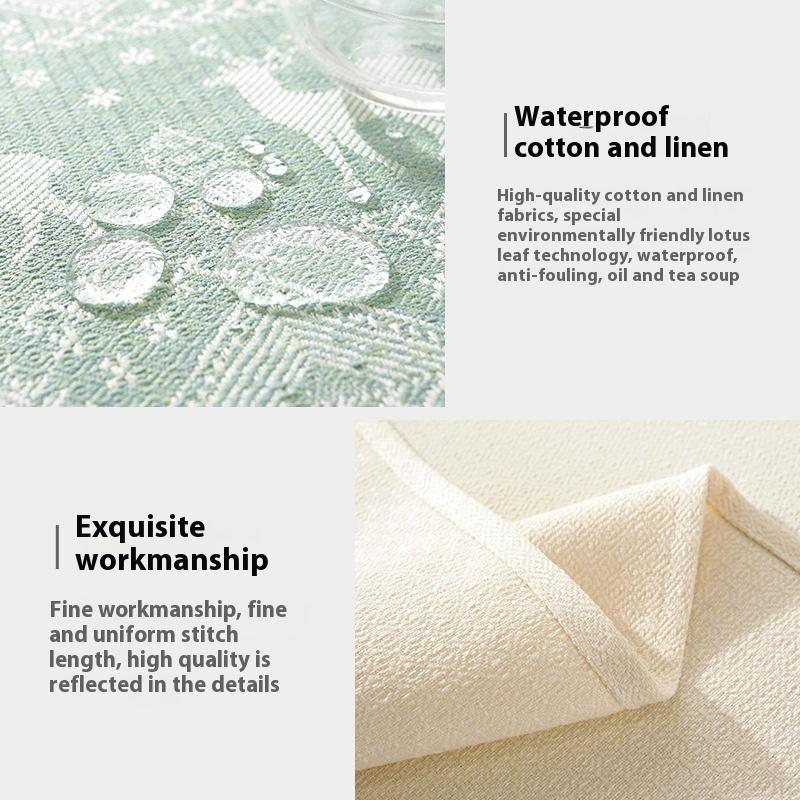Thickened imitation cotton and linen dining table tablecloth Household square wear-resistant waterproof and oil-proof tablecloth