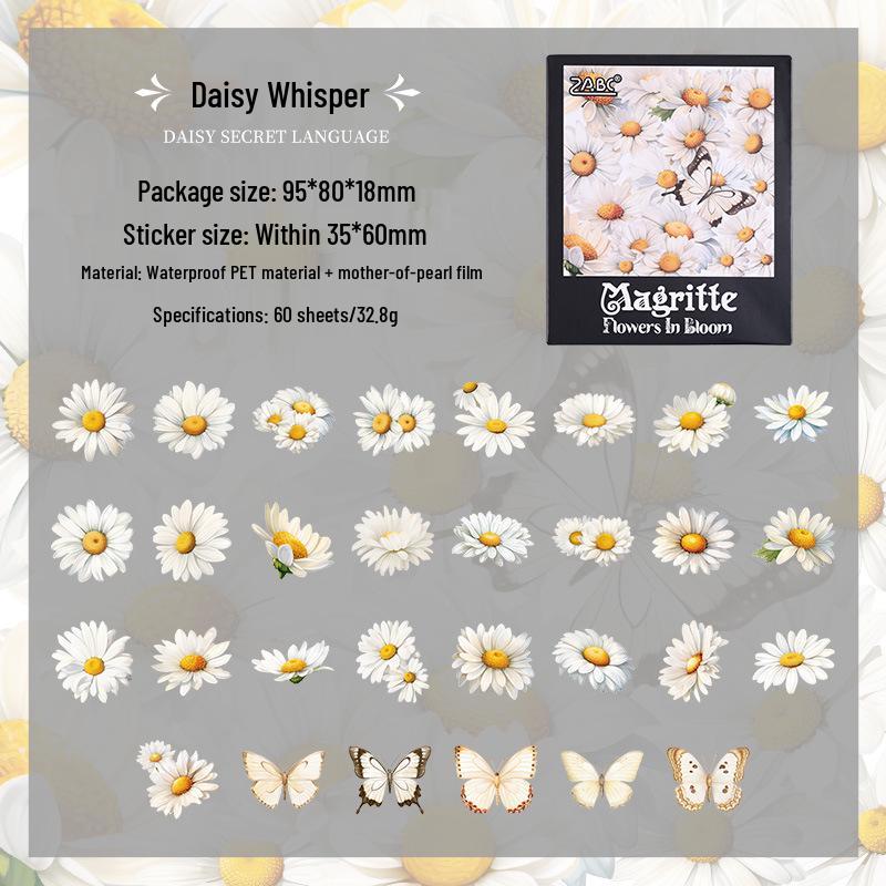 Yuezhen Blooming Flower Shell Light Laser Waterproof Journal Stickers - 60 PET Sheets