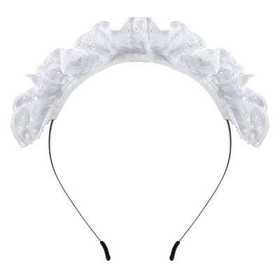 Girls Pleated Laces with Elegant Hollow Out Pattern Headband White Makeup Wash Face Hairhoop Cosplay Party Headpiece