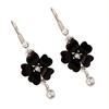 Hook Earrings Elegant Piercing Women Flower Petals Rhinestone Ear Dangle for Wedding