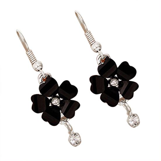 Hook Earrings Elegant Piercing Women Flower Petals Rhinestone Ear Dangle for Wedding