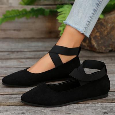 Europäische und amerikanische große flache elastische flache Schuhe mit flachem Boden, spitze Zehenkappe aus Wildleder, faule Schuhe