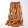 Qooth Women Gentle Solid Color Pleated Skirt Casual Elastic Waist Colorful A-line Skirt For Spring Summer QT2416