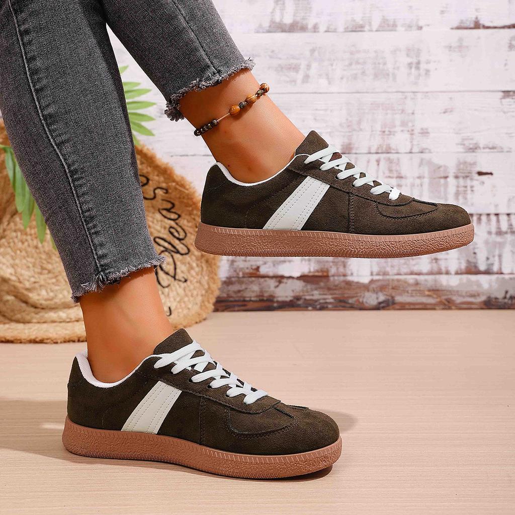 Women Sneakers Classic Spliced German Trainer Shoes Flat Sneakers Spring Autumn New Casual Lace-Up Sporty Shoes For Women
