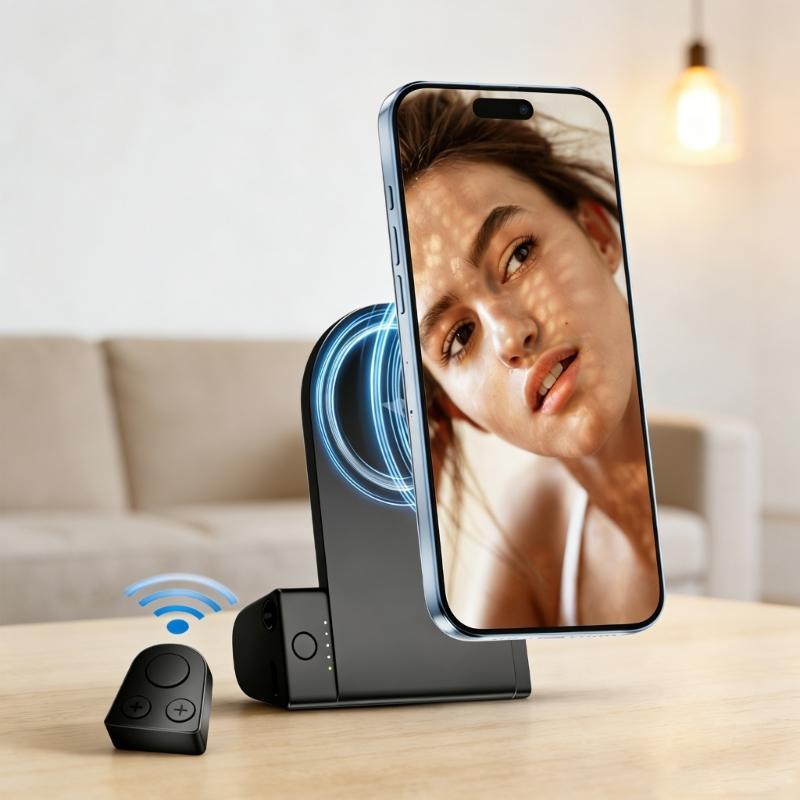 Magnetischer Handyhalter Mit Kabelloser Ladefunktion Und Bluetooth-kompatiblen Fernbedienungen Für Stabile Freihand-Aufnahmen