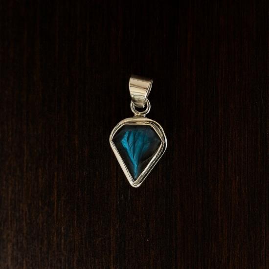 

Подвеска из стерлингового серебра 925 пробы с лабрадоритом: Ожерелье ручной работы для женщин, Минималистичные украшения серый